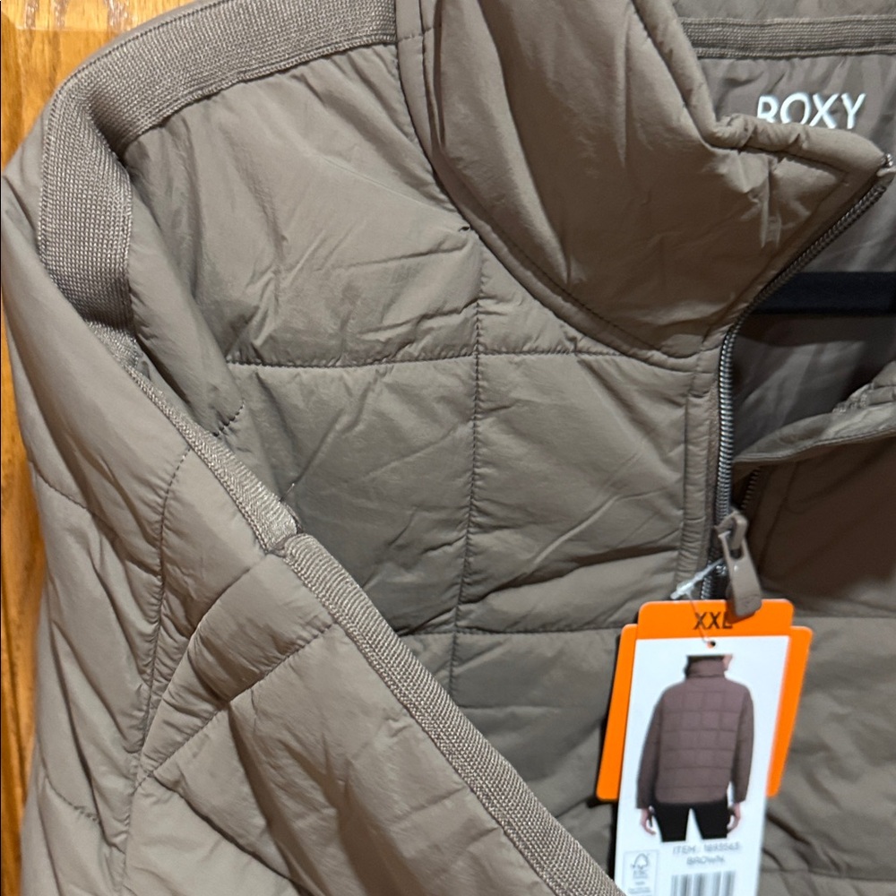 Roxy Quilted Jacket in Taupe Brown. New. - Picture 3 of 10